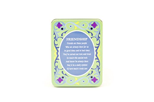 Decorative Forever Gift Metal Tin Box with Stones of Sentiment and Unique theme Poem choice of Friendship, Happiness, Strength, Love, Dream, Hope, Courage (Friendship)