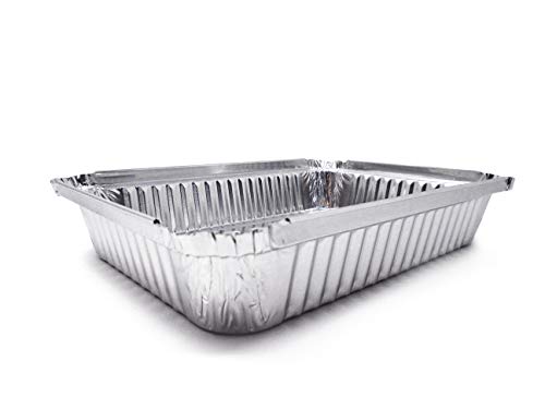 Fig & Leaf (120 Pack) Premium 1.5-LB Takeout Pans with LIDS l Shallow Depth 8.6" x 6.1" x 1.6" l Top Choice Disposable Aluminum Foil for Catering Party Meal Prep Freezer Drip Pans BBQ Potluck Holidays - Thumbnail 3