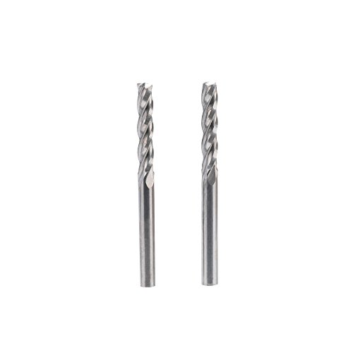 HQMaster 1/8"(3.175mm) Shank Dia. End Mill 4 Flutes CNC Cutter Spiral Router Bits Cutting Milling Set Tool Tungsten Steel Upcut Bit 17mm Flute Length, 38.5mm OAL, 10 Pack