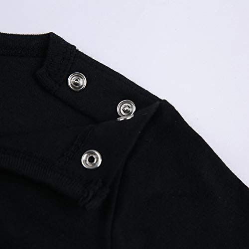 SOBOWO Baby Girl Solid Black Dress Infant Cotton Short/Long Sleeve Princess Dresses 6-24 Months (2-3Years(3Y), Black Long Sleeve)
