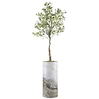 SIGNWIN Eucalyptus Tree with White Granite & Brown Marble Effect Vase Abstract Rocky Minimalism Zen Relax/Calm Multicolor Cool for Living Room, Bedroom, Office - X-Large 5 Feet (60