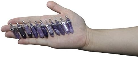 11 Piece Crystal Hexagonal Healing Point Pendant Chakra Cut Gemstone Pendant (Amethyst)