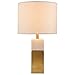 Amazon Brand – Rivet Mid-Century Modern Square Pillar Living Room Table Lamp With LED Light Bulb - 10.5 x 10.5 x 18 Inches, Marble/Brass