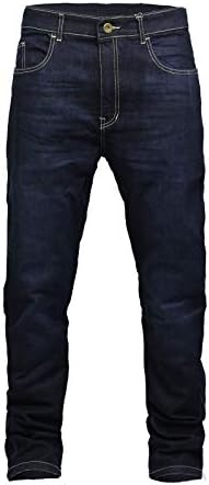 GREAT BIKERS GEAR - Men Engineered Protective Jeans Aramid Lining Motorcycle Biker Trousers Reinforced Protection Lining, Knee and Hip Armours Protector (Dark Blue,36W X 33L)