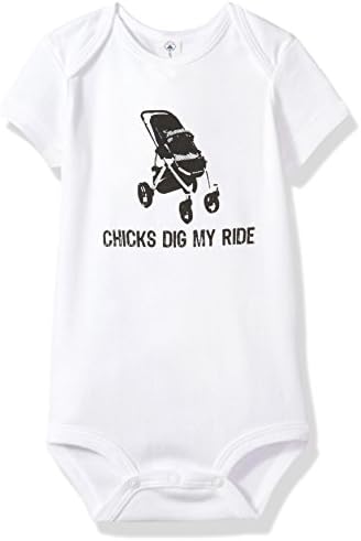 Attitude Rompers "Chicks Dig My Ride" Baby Romper Onesie; 12-18 Months-White
