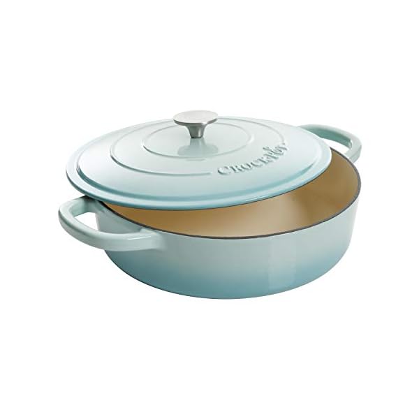 Crock Pot Artisan Enameled Cast Iron Braiser W/Lid, 5Quart, Aqua The