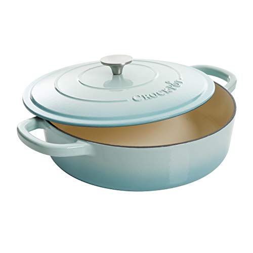 Crock Pot Artisan Enameled Cast Iron Braiser W/Lid, 5Quart, Aqua The