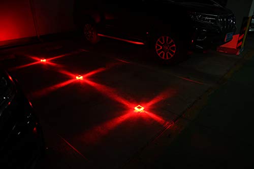 SlimK LED Car Flares Road Emergency Safety Disc Roadside Flasher Square Upgraded Version Dual Button Instant Off 4 Packs with Storage Box