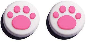 Silicone Analog Thumb Stick Cap Cover Grip Thumbsticks Joystick Replacement For Nintendo Switch NX NS JoyCon Controller （2 PCS White-Pink Cute Cat Paw Claw）