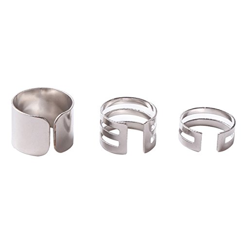 Trend Adjustable Ring Simple Stacking 3 Pcs Alloy Rings Set Silver for Women