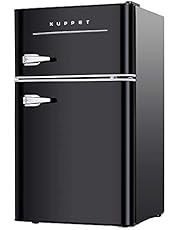 Retro 3.2 Cu.Ft Mini 2-Door Compact Refrigerator for Dorm, Camper, Garage, Basement or Office