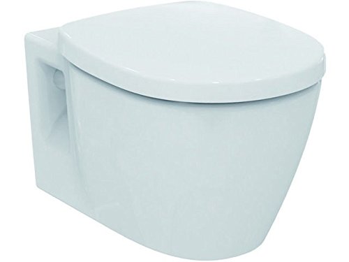 Ideal Standard CONECT WC Kombipaket; Wandtiefspülklosett; Wandbefestigung spülrandlos; WC-Sitz Absenkautomatik - K296001 weiß