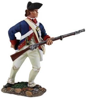 W. Britain 16021 Continental Line, First American Regiment Standing Reaching for Cartridge, 1777-1787