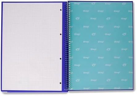 - A4-Notizbuch Blau - Gitterblätter und mikroperforiert - 80 Seiten - Fester Einband - Spiralbindung - Aufkleber im Lieferumfang enthalten