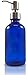 Glass Bottles with Stainless Steel Pump Nozzles (2 Pack); Empty Boston Round Bottles Ideal for Lotion & Liquid Soap (8 oz, Blue)