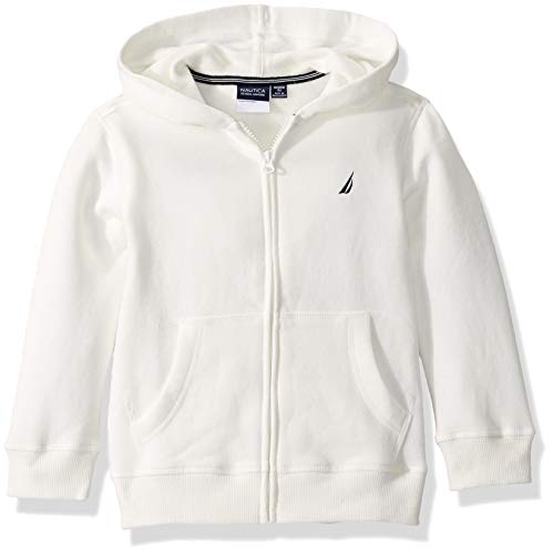 Nautica Boys' Little School Uniform Polar Fleece Zip-Up Hoodie, Natural Cream, Large - 6