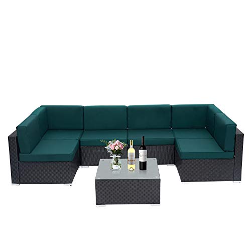 Kinbor Outdoor Patio Furniture Set 7 Piece Sectional Sofa Couch for