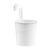 Hosaire Metal Hanging Flower Pots Tin Basket Bucket Planters Mountable Garden Patio Holder Pot White
