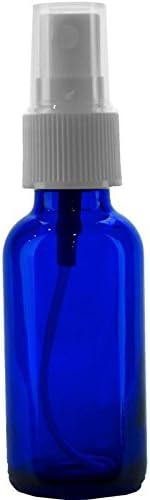 (12 Pack) 1 oz. Cobalt Blue Boston Round with White Fine-Mist Sprayer (.1 ml) (20/400)