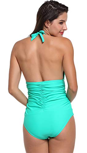 image for Upopby Women's Halter Push up One Piece Swimsuits Backless Monokini Ru