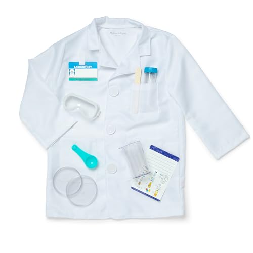 Melissa & Doug Scientist Role Play Costume Set (X pcs) - Lab Coat, Goggles, 6 Experiments