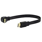 CERRXIAN Lemeng 1FT Flat Slim High Speed HDMI Extension Cable A Male to 90 Degree Down Angle A Male Cable