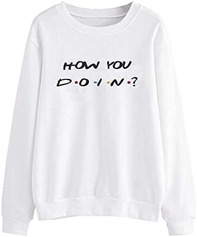 Rikay Women's How You Doin Print Hoodie Long Sleeve Casual Sweatshirts Tops Hooded Coat Jacket Jumper Size 8-14 UK