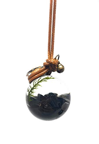 Orbling Onyx - Living, Miniature Aquarium Necklace - Terrarium Ecosphere Pendant | Live Plant Jewelry