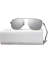 SOJOS - Gafas de sol polarizadas cuadradas con bisagras de resorte y lentes espejadas