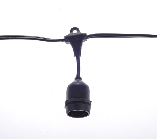 48Foot Outdoor Weatherproof String Lights with 24 Hanging Sockets, Commercial Grade Heavy Duty L ...