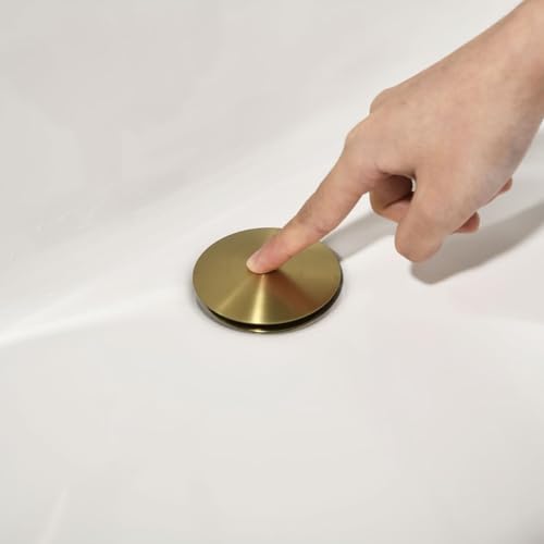 ONECE Universal Gold Drain Set Bathroom Sink Brass | Waste Plug with Overflow Suitable Pop-Up Valve with Filter for Bidet, Bathtub