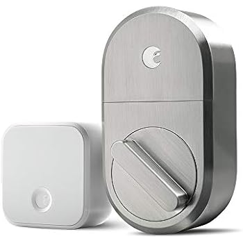 August Smart Lock + Connect Wi-Fi Brige, Satin Nickel, Works with Alexa. Keyless Home Entry from Anywhere.