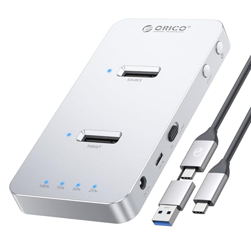 ORICO M.2 NVMe - Carcasa para clonación SSD (aluminio, con dos compartimentos y 40 Gbps, base de clon offline para SSD M.2 de los formatos 2230/2242/2260/2280/22110 – M240)