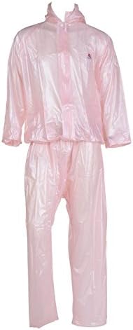 Clubb Portable Light weight PVC Hooded Rain Coat Reusable Rain Wear with pockets and a carry bag (Pink) (XXX-Large)
