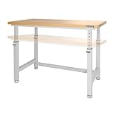 Seville Classics UHD20288B UltraHD Adjustable Height Heavy-Duty Wood Top Workbench Table, 48