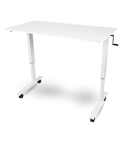 60" Crank Adjustable Height Standing Desk (White Frame/Gloss White Top) - Thumbnail 3