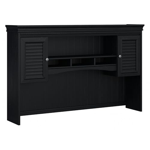 Bush Home Fairview 60W Hutch for L Shaped Desk in Antique Black, Attachment wit…