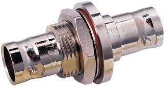 Amphenol Connex Adapter, BNC Jack to BNC Jack, Bulkhead Mounting, Straight, Delrin Insulating Material, Brass Body, 50 Ohm Impedance, 4Hz Max Frequency