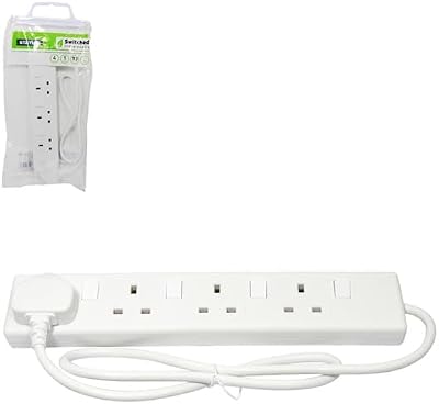 Status Multi Plug Extension 4 Socket 1m Individually Switched Neon White