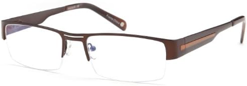 Mens Bridged Half Rimmed Prescription Rxable Optical Glasses in Brown