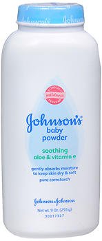 Johnson & Johnson Baby Powder Pure Cornstarch with Aloe & Vitamin E - 9 oz, Pack of 5