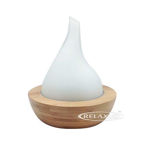 Eco Bamboo & Hand Crafted Glass Spa Genie Mist Diffuser & Ionizer. Color Changing Lights