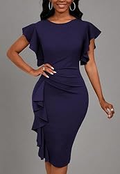 Yajedo Womens Navy Blue Ruched Waist Solid Color