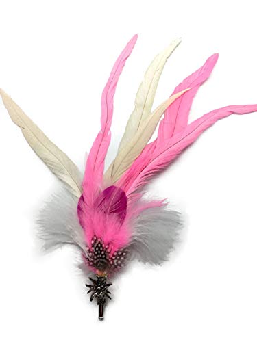 Pink & White Oktoberfest Hat Feather Edelweiss Medallion