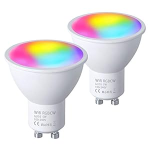 Vicloon GU10 Wi-Fi-lampen, 2 Stuks 5W GU10 LED Smart Lamp, Alexa Bulb RGB Veelkleurige GU10 Dimbaar, Compatibel met…