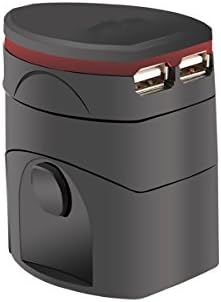 Travel Adapter, Comfkey Universal Quick Adapter Wall Charger with 2 USB Ports Charger Covers 150+ Countries, Europe, Canada, Mexico, Brazil Worldwide Travel Adapter (Black)