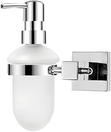 Dreamsbaku Wall Mounted Kicht Bathroom Soap Dispenser glass Bottle with Pump Head Cooper chrom