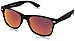 Flat Matte Reflective Mirror Color Lens Large Horn Rimmed Style Sunglasses - UV400 (Polarized | Rubberized Blk/Red)