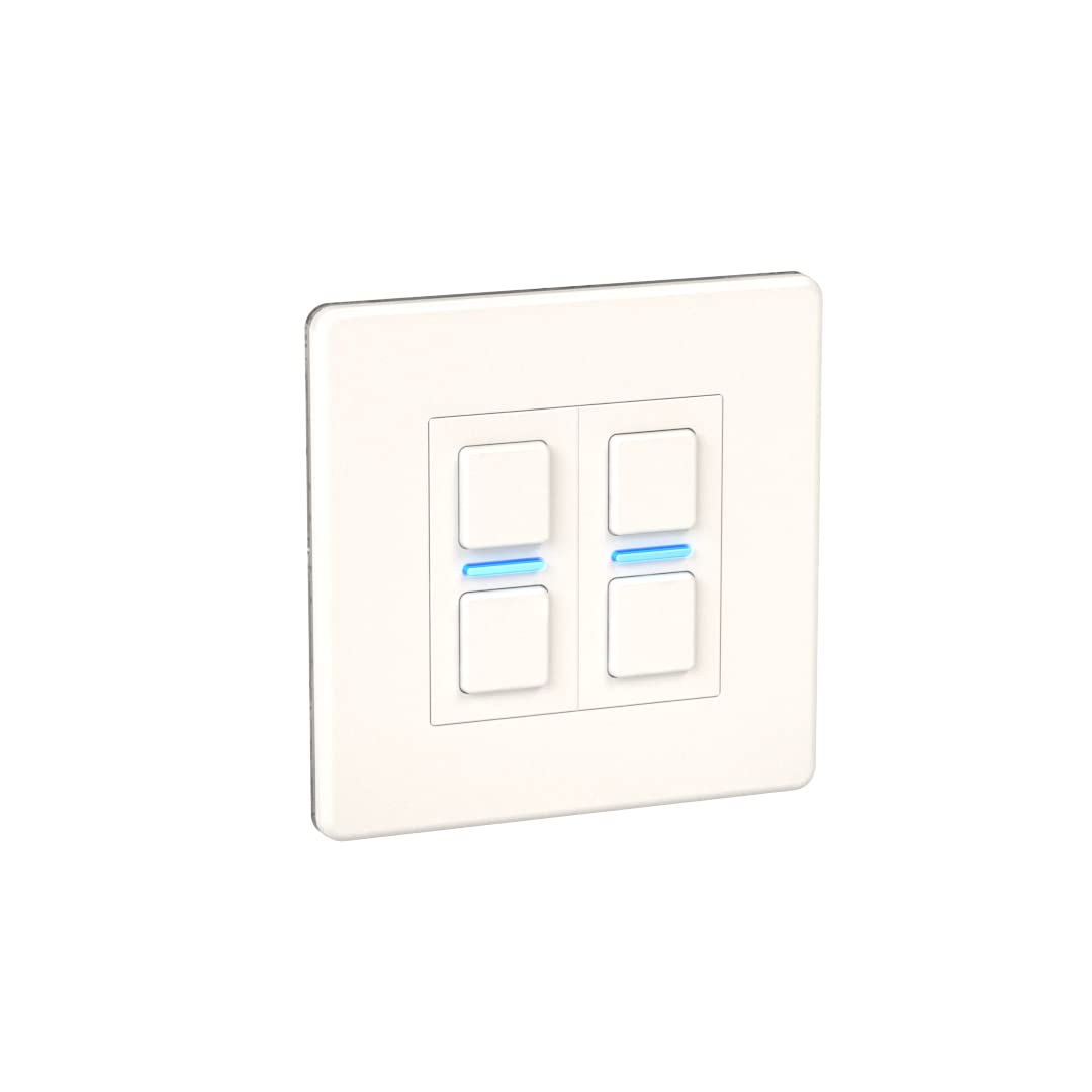 Lightwave LP22WHMK2 Smart Dimmer with Energy Monitoring, 2 Gang, White Metal - Works with Alexa, Google Assistant, HomeKit. iOS & Android Compatible