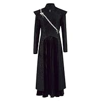 Expeke Women Black Queen Dress Cosplay Costume White Outfit Gown for Halloween (Women XL, Black Fullset)